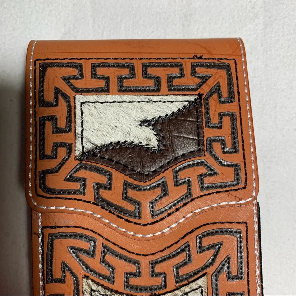 WESTERN LEATHER CELL PHONE CASE,‎ FUNDA VAQUERA DE CUERO COWBOY RODEO PHONE CASE - Picture 3 of 9